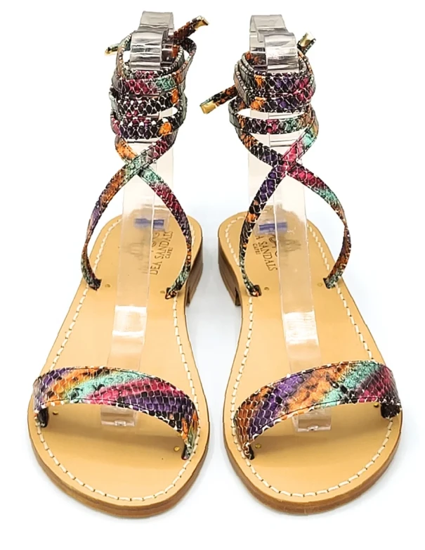 Multicolor Python Gladiator Sandals Women's gladiator-style with python print