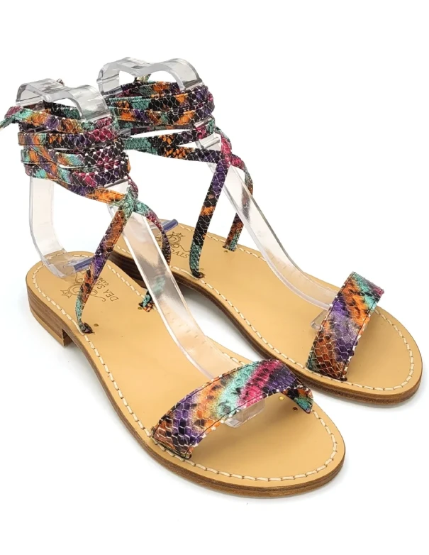Multicolor Python Gladiator Sandals Women's gladiator-style with python print