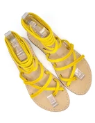 Yellow Velvet Gladiator Sandals Women's with natural leather