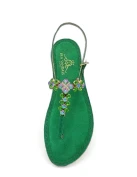 Old Fashion Green Jewelled Sandals in green suede with Memory Soft sole