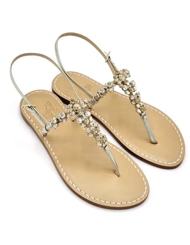 Krupp Jewel Sandals in Light Blue Leather with Leather Soles 2