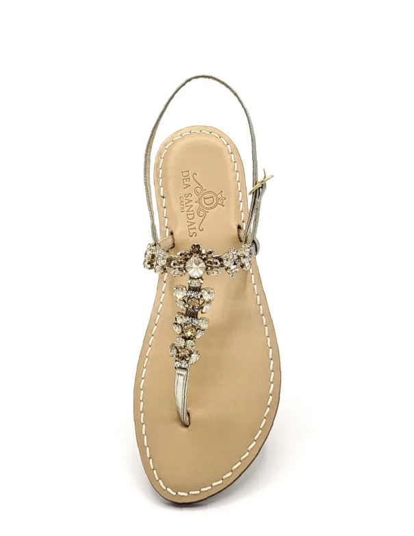 Krupp Jewel Sandals in Light Blue Leather with Leather Soles