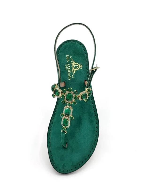 Nerano Green Jewel Sandals emerald green suede Memory sole