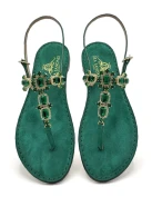 Nerano Green Jewel Sandals emerald green suede Memory sole