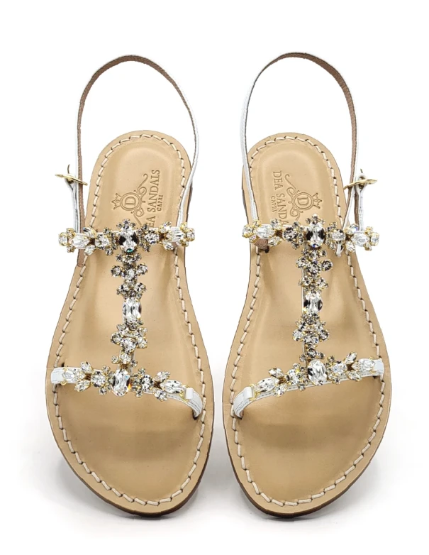 Napoli H White Sandals in white leather with anatomical sole