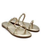 Certosa Gold Jewelled Sandals with Memory Foam Soles