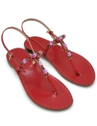 Belvedere Red Jewel Sandals in red leather