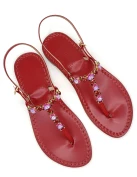 Belvedere Red Jewel Sandals in red leather