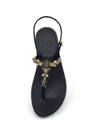 Napoli Black Jewelled Sandals with black suede upper