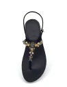 Napoli Black Jewelled Sandals with black suede upper