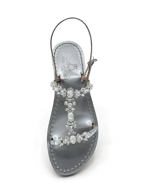 Napoli H Jewelled Sandals silver laminate upper