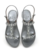 Napoli H Jewelled Sandals silver laminate upper