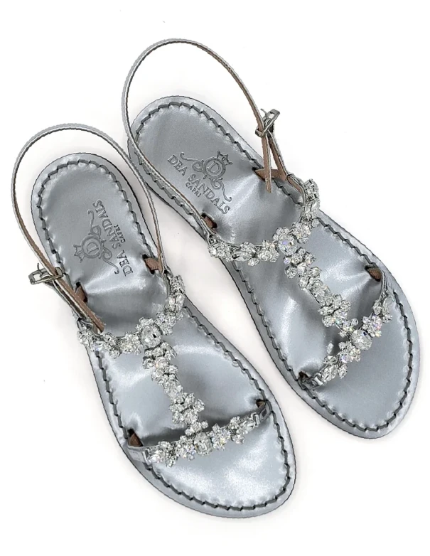 Napoli H Jewelled Sandals silver laminate upper