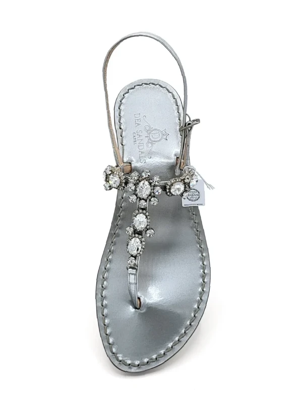Via Krupp Silver Jewelled Sandals Silver Upper and Sole