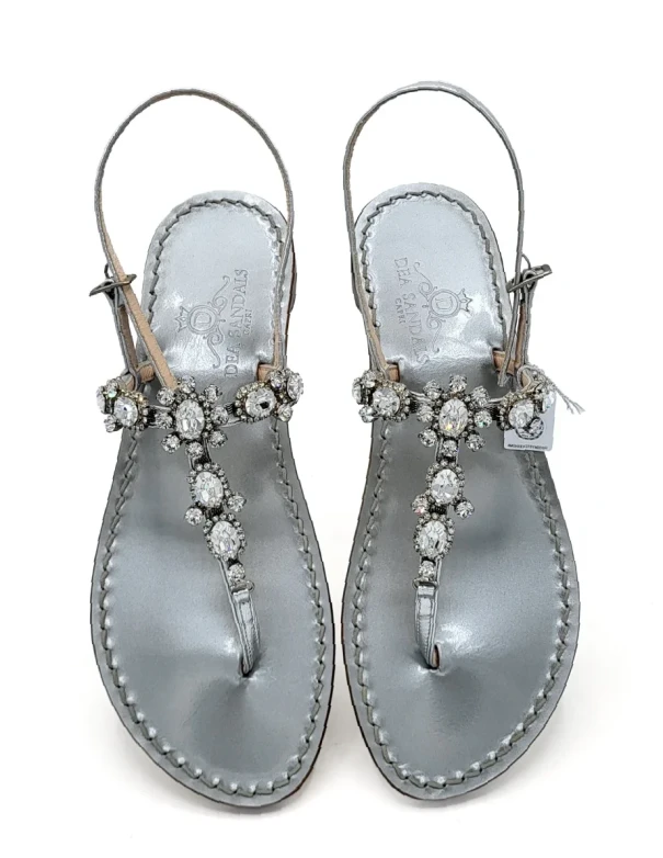 Via Krupp Silver Jewelled Sandals Silver Upper and Sole