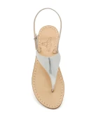 Women's Silver Sandals: Capri-style sandals in silver-laminated leather