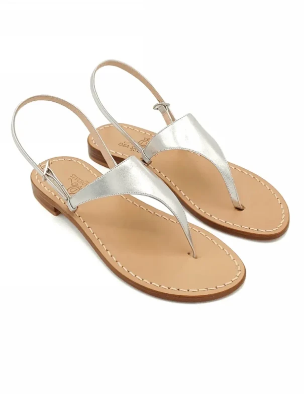 Women's Silver Sandals: Capri-style sandals in silver-laminated leather 2
