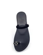 Black Night Party Jewelled Sandals black velvet strap toe