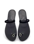 Black Night Party Jewelled Sandals black velvet strap toe