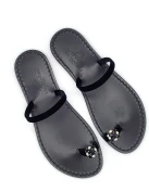 Black Night Party Jewelled Sandals black velvet strap toe