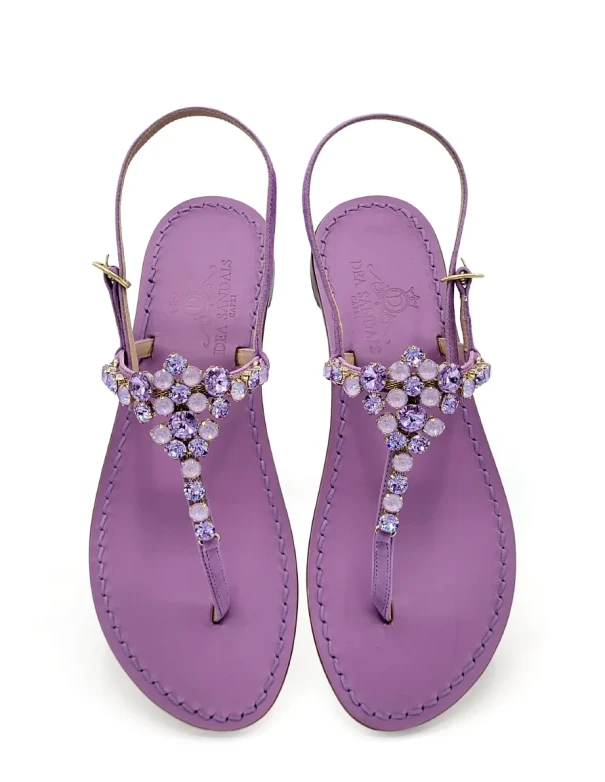 Costa Smeralda Jeweled Sandals wisteria-colored suede upper 2