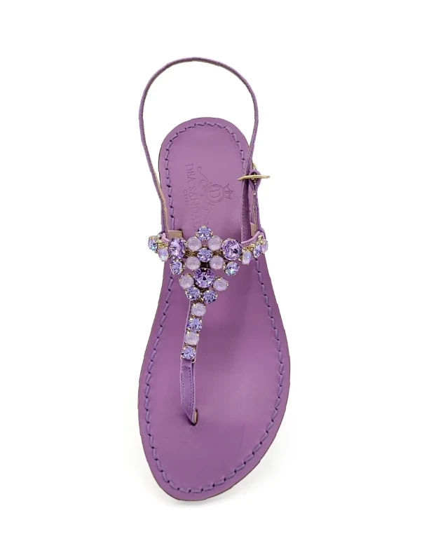 Costa Smeralda Jeweled Sandals wisteria-colored suede upper