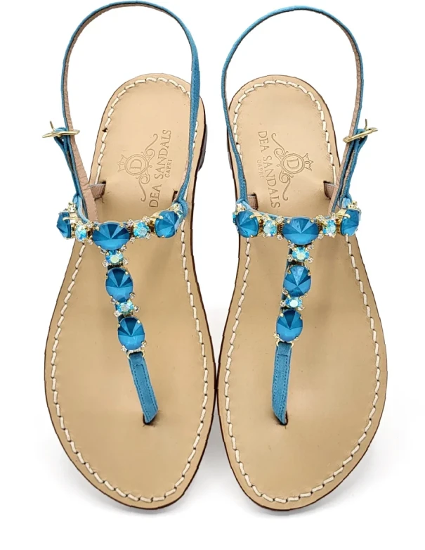 Artemide Turquoise Jewel Sandals with turquoise suede upper 2