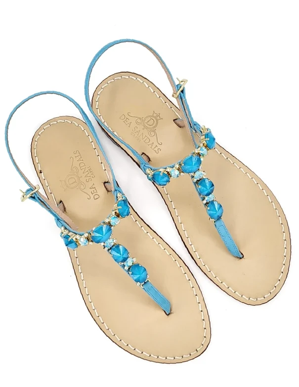Artemide Turquoise Jewel Sandals with turquoise suede upper 2