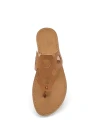 Exagon Cognac Sandals with hexagonal-patterned leather upper