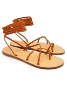 Tobacco Gladiator Sandals Women's laminated leather straps