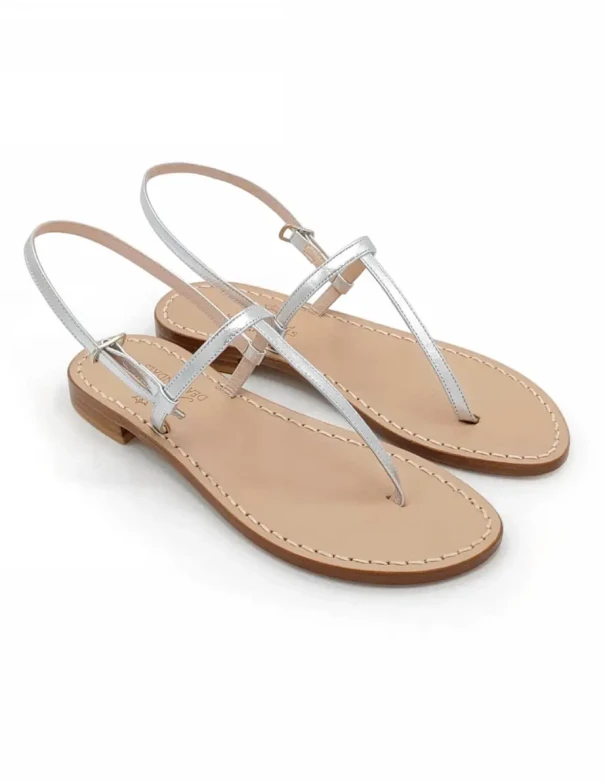 Capri Sandals in Silver Laminate Leather Handmade Capri Sandals 2