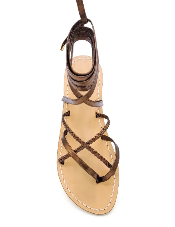 Laminated Tobacco Gladiator Sandals Women's