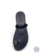 Black Night Party Jewelled Sandals black velvet strap toe