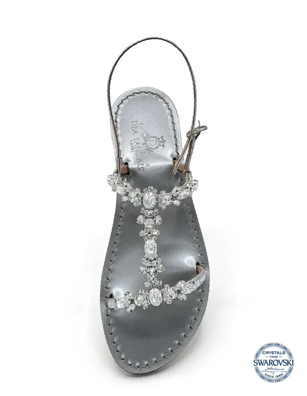 Napoli H Jewelled Sandals silver laminate upper