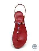 Belvedere Red Jewel Sandals in red leather