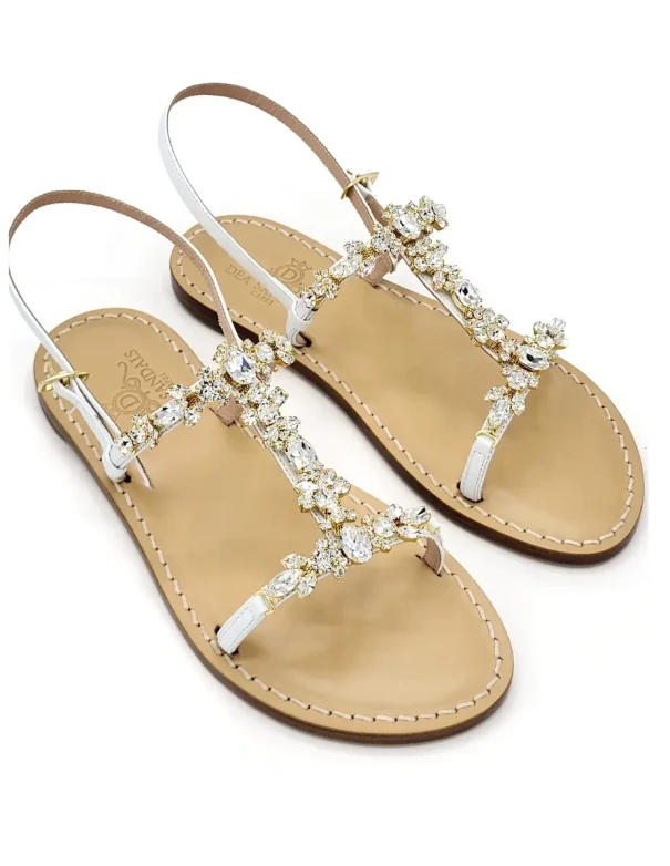 Napoli H White Sandals in white leather with anatomical sole