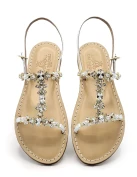 Napoli H White Sandals in white leather with anatomical sole
