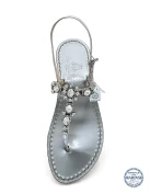 Via Krupp Silver Jewelled Sandals Silver Upper and Sole