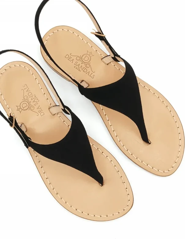 Women's Black Suede Sandals: Handmade, Custom-Made Capri Sandals