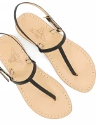 Capri Black Leather Sandals with leather straps and natural leather soles