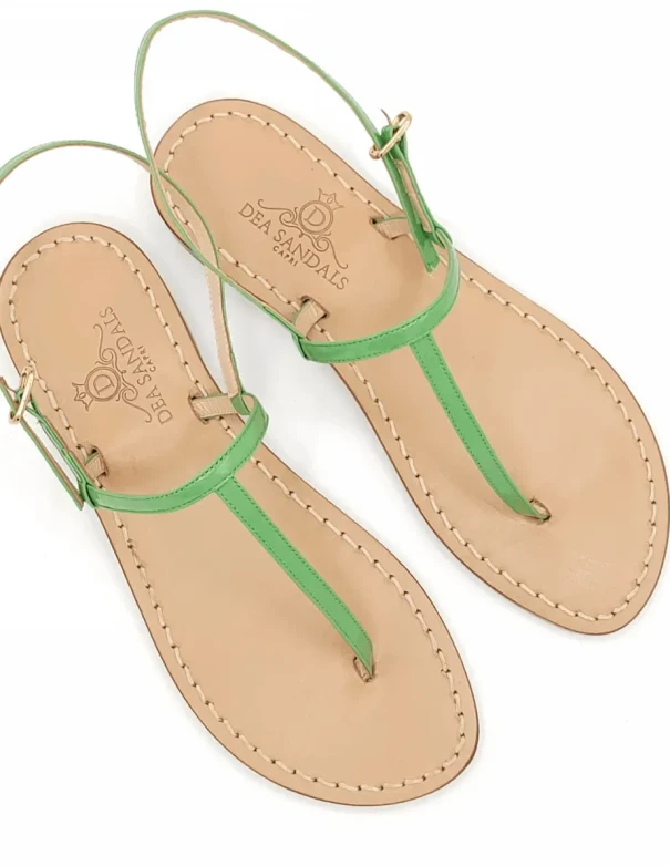 Sandali Capri Vernice Verde Pelle