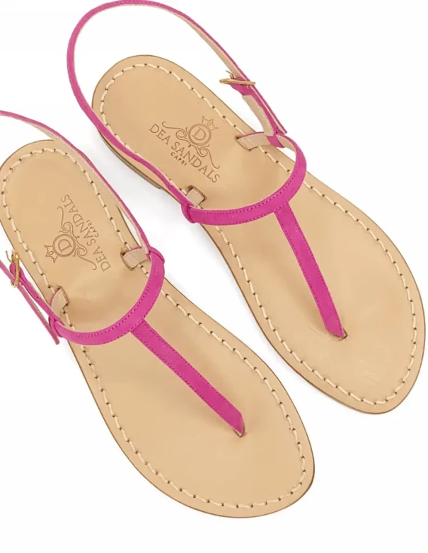 Capri Fuchsia Suede Sandals with Natural Leather Soles