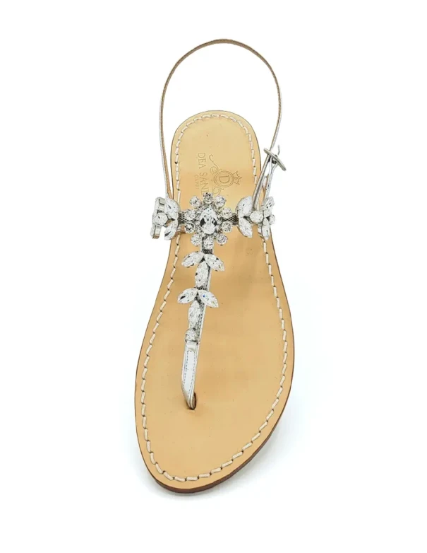 Marina Grande Silver Crystal Sandals with silver-laminated leather straps