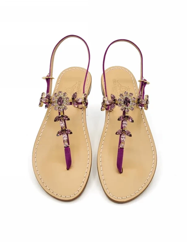 Marina Grande Jewel Sandals in Purple Suede