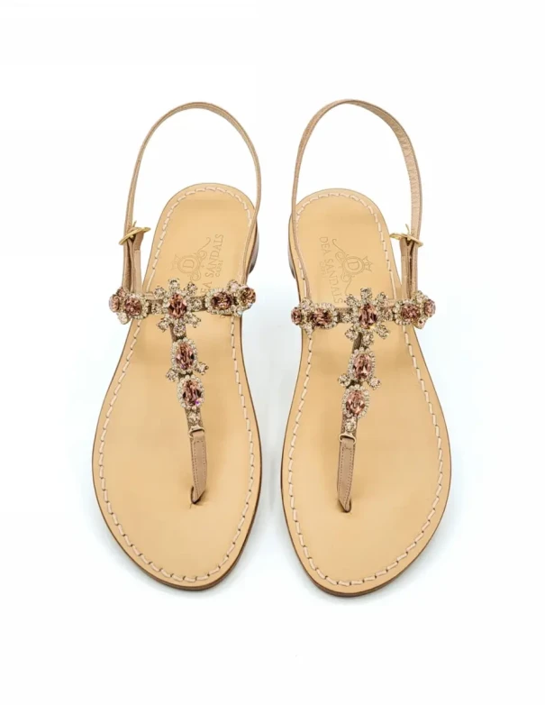 Via Krupp Nude Suede Jewel Sandals