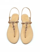 Via Krupp Nude Suede Jewel Sandals