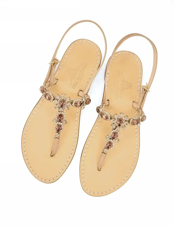 Via Krupp Nude Suede Jewel Sandals