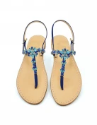 Viale Botteghe sandals in blue leather with a leather sole