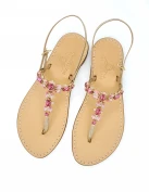 Pizzolungo Sandals: Pink Platinum Gold-Laminated Leather Flip-Flops