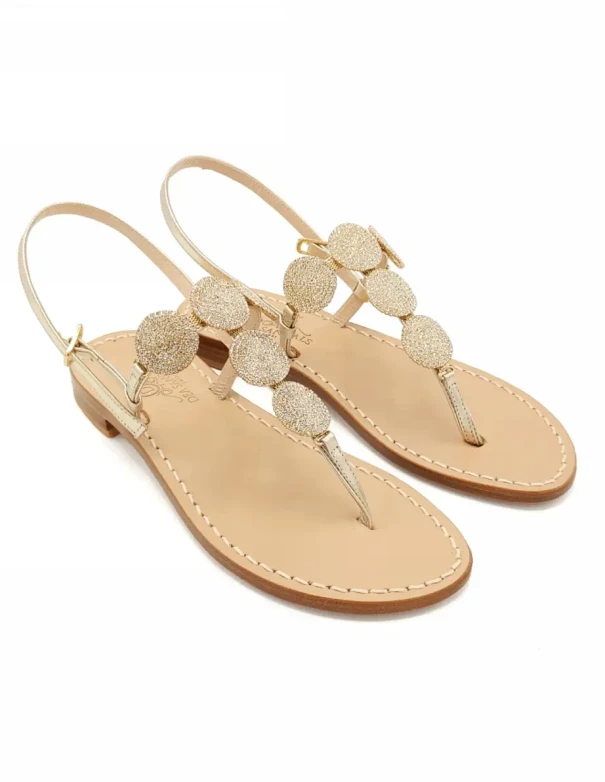 Fari di Capri 5C Platinum Gold Sandals with laminated leather straps 2